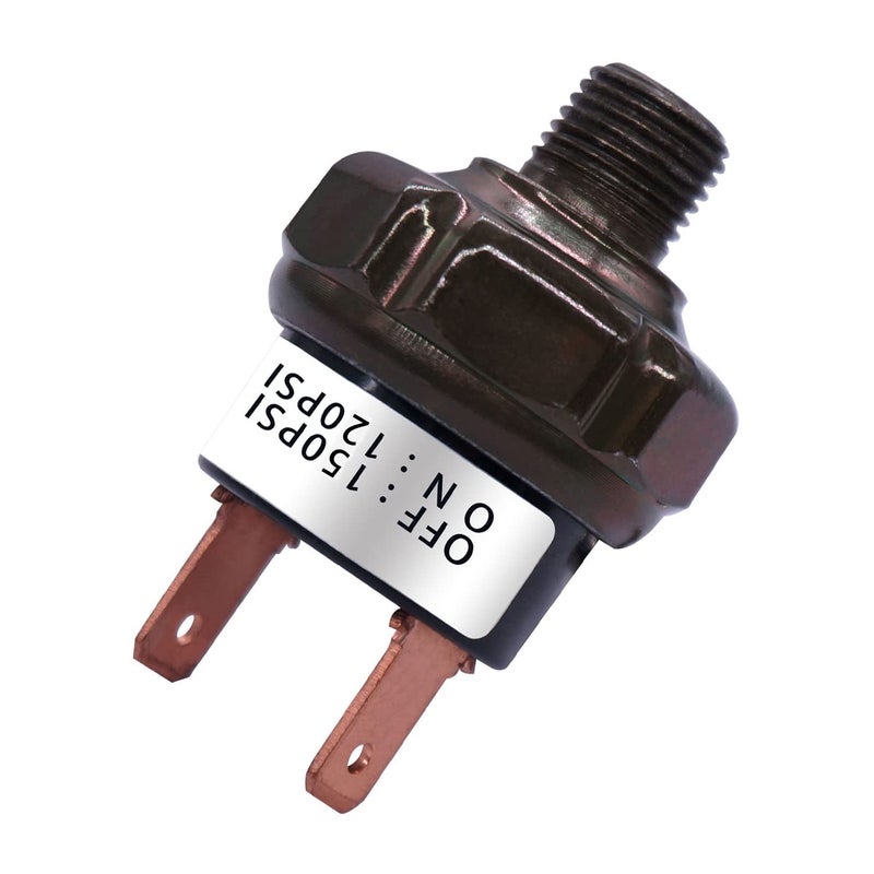 mankk Air Pressure Switch 120-150 PSI Thread 1/8" NPT 24V 12V DC Air Compressor Pressure Switch for Air Horn Train 120-150-1/8" NPT-BK - Image 1