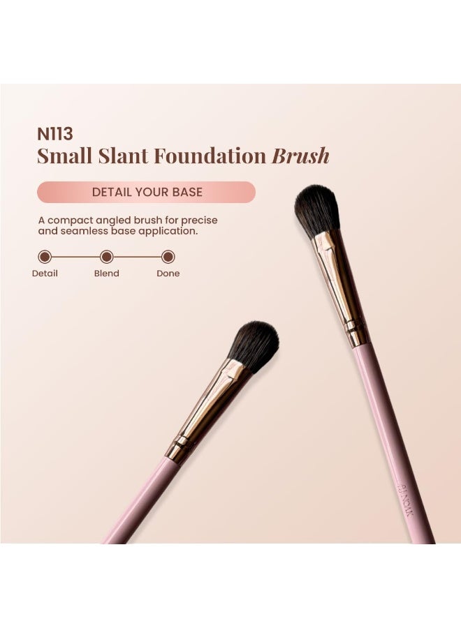 NOAK N113 Small Slant Foundation Brush | Precision Makeup Brush for Foundation, Concealer & Contour | Smooth Blending & Even Coverage | Soft Angled Bristles | Reusable - Image 3