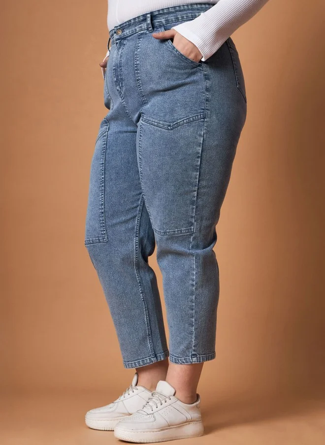 ساسافراس جينز نسائي أزرق متوسط مطاطي