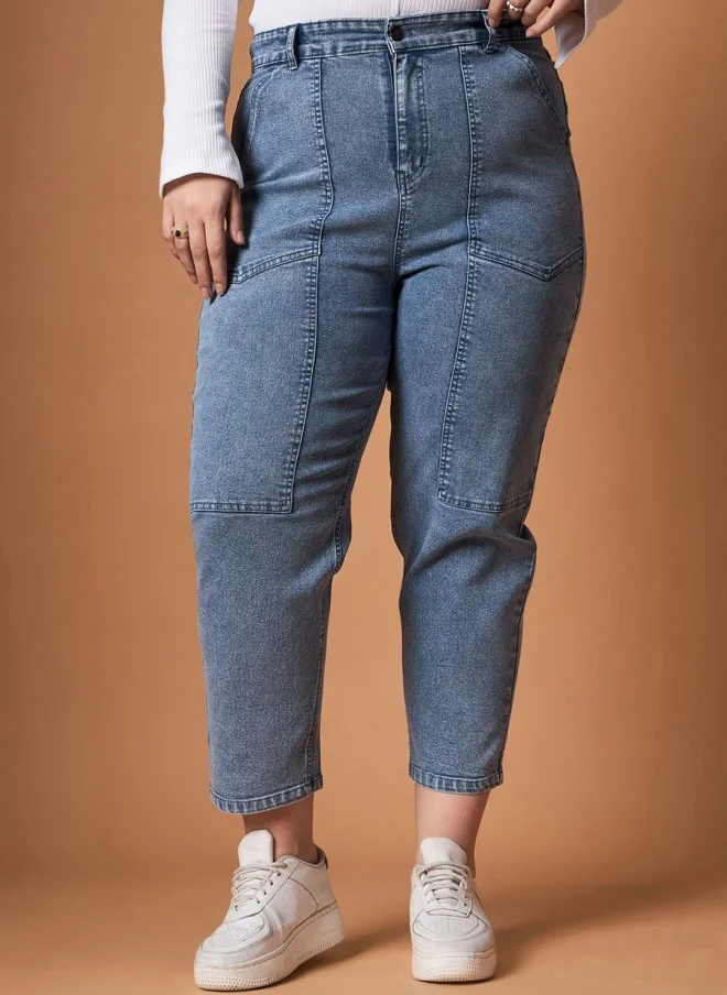 Stretchable Medium Blue Jeans for Women