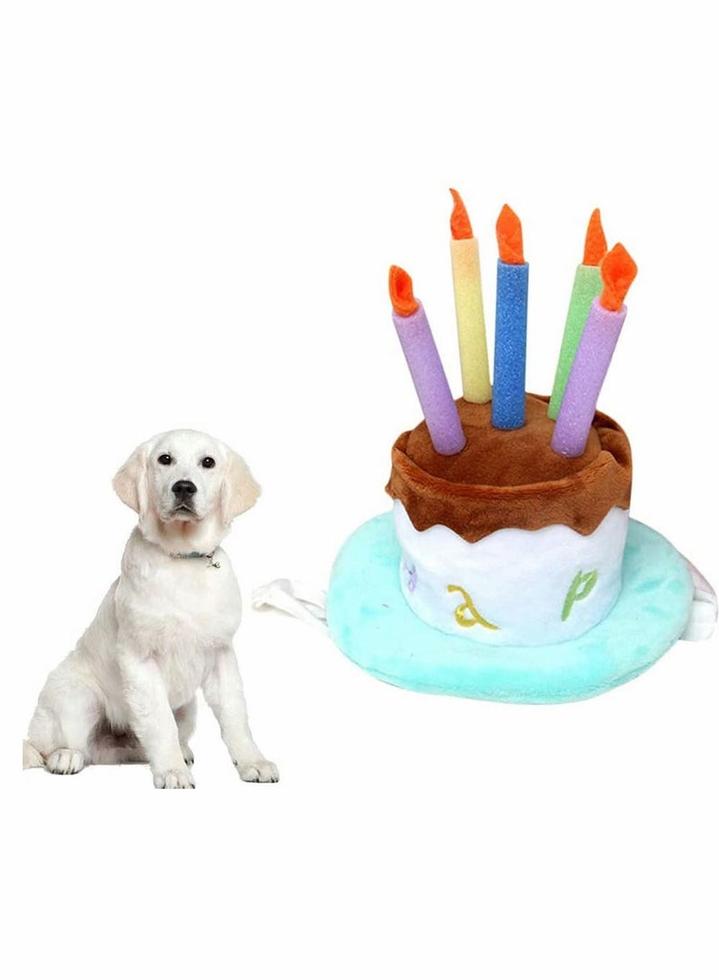 SYOSI Dog Happy Birthday Hat, Party Hat with Cake and 5 Colorful Candles Design Cosplay Costume Accessory Headwear for Dogs Cats - Image 3