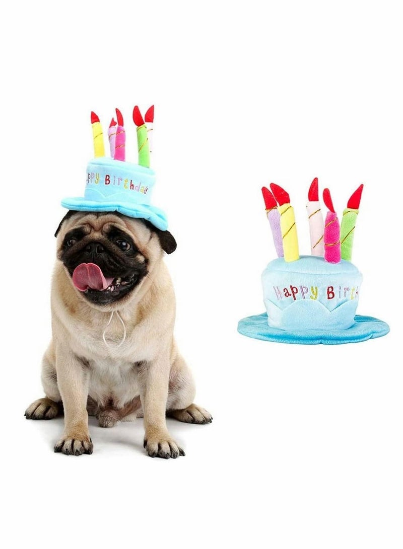 SYOSI Dog Happy Birthday Hat, Party Hat with Cake and 5 Colorful Candles Design Cosplay Costume Accessory Headwear for Dogs Cats - Image 1