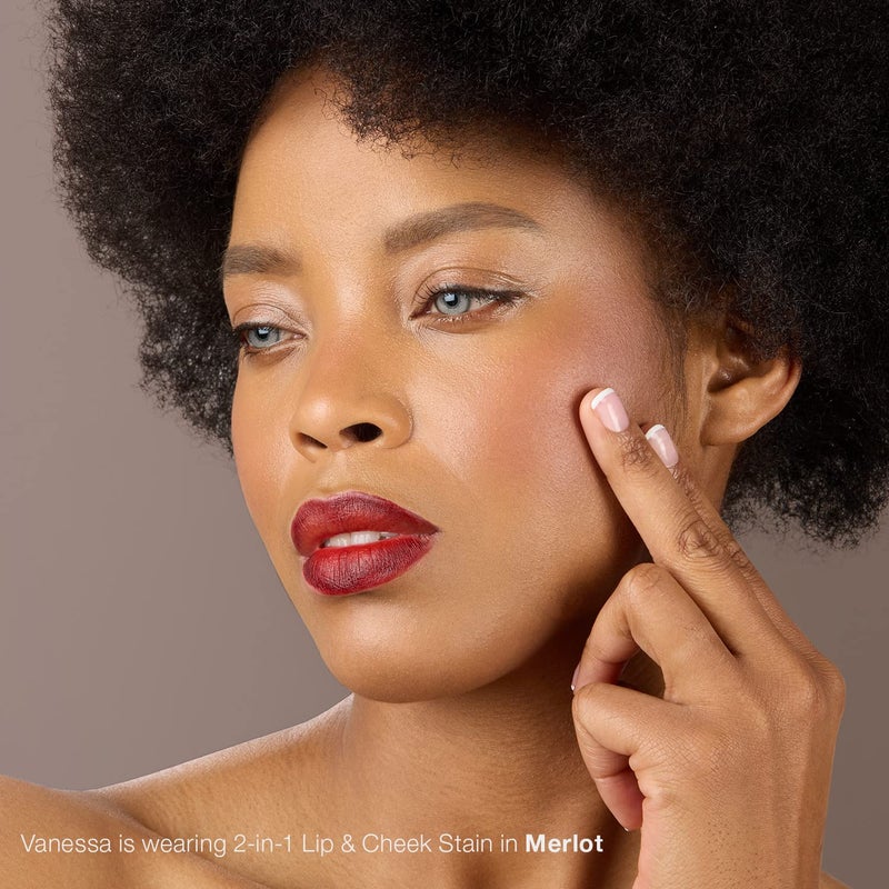 Mineral Fusion 2-in-1 Lip & Cheek Stain Merlot, 0.10 fl oz, Deep Cherry Red hydrating, long-lasting, matte lip and cheek color - Image 4