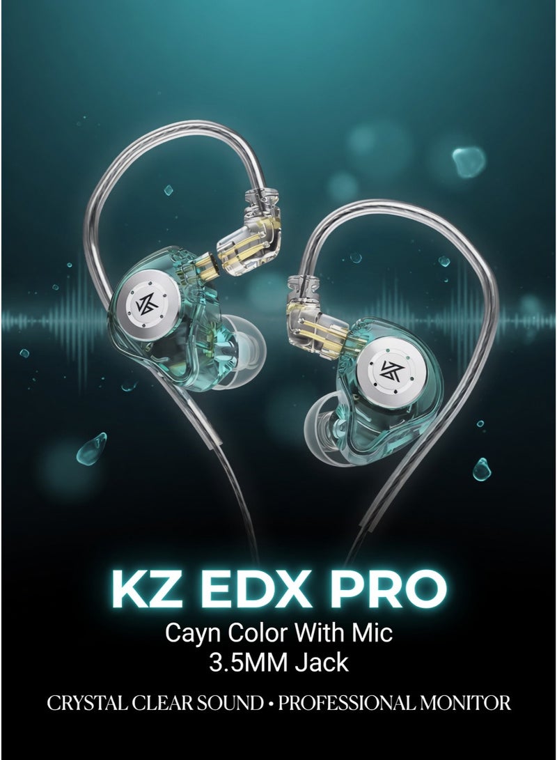 KZ EDX PRO Earphones, KZ in Ear Monitors, HiFi Gaming Earbuds with New 1DD 10mm Dynamic Driver, Bass Sound Wired Earbuds, IEM Earbuds with Detachable Cable for Music Gaming Video (Clear Cayn, with mic) - Image 1