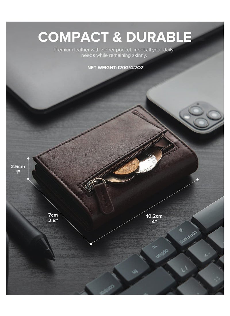 Genetic - Credit Card Holder RFID Blocking Genuine Leather Pop Up Anti Theft Card Wallet with Banknote Compartment, ID Window, Coin Pocket and Magnetic Closure for Men Gifts - Image 1