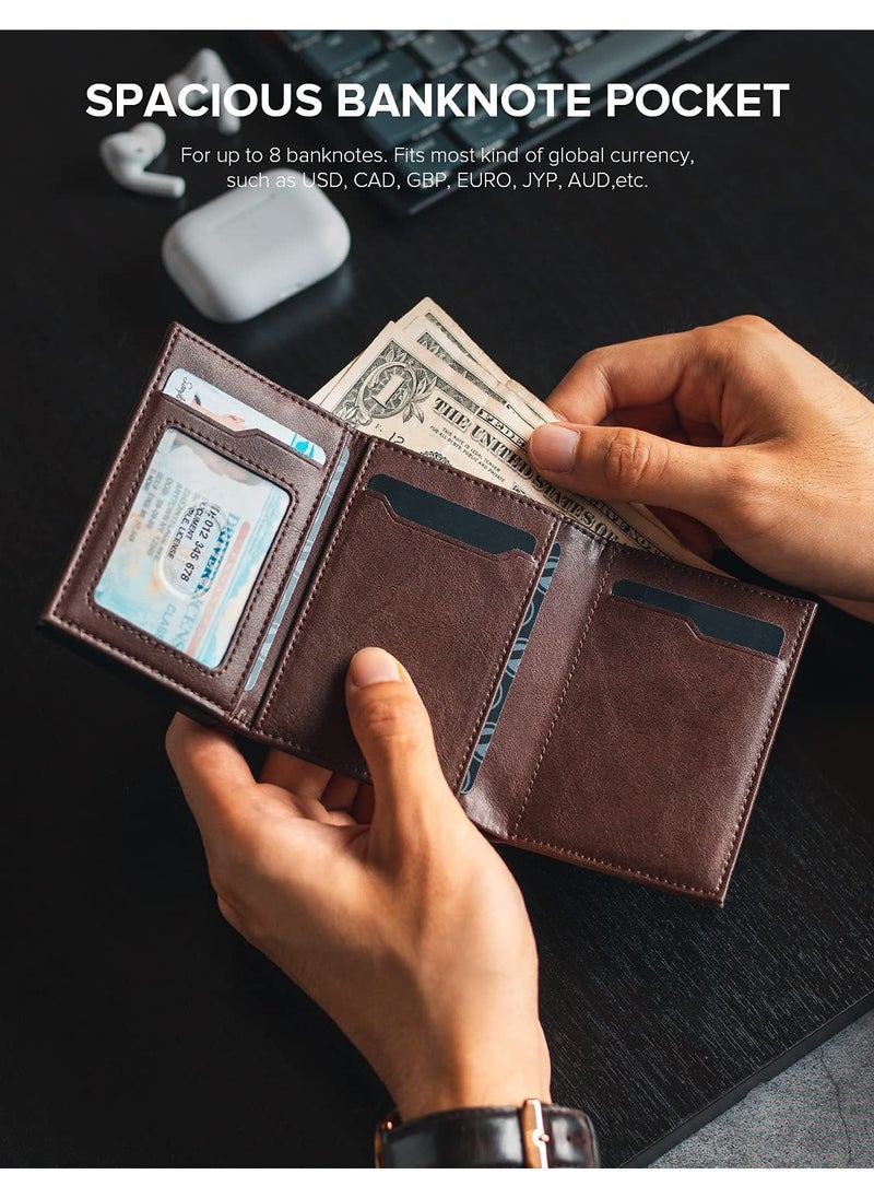 Genetic - Credit Card Holder RFID Blocking Genuine Leather Pop Up Anti Theft Card Wallet with Banknote Compartment, ID Window, Coin Pocket and Magnetic Closure for Men Gifts - Image 1