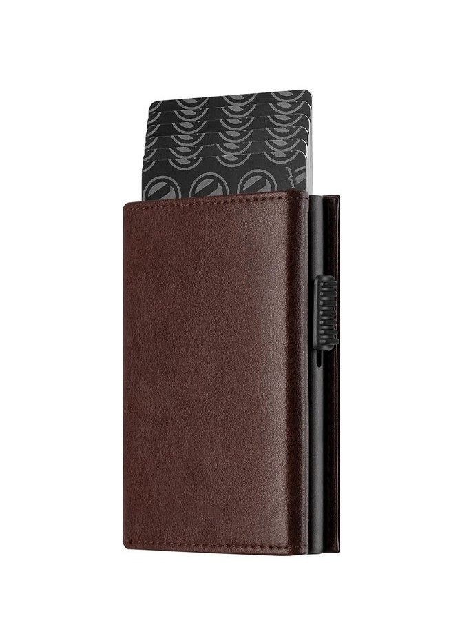 Genetic - Credit Card Holder RFID Blocking Genuine Leather Pop Up Anti Theft Card Wallet with Banknote Compartment, ID Window, Coin Pocket and Magnetic Closure for Men Gifts - Image 1
