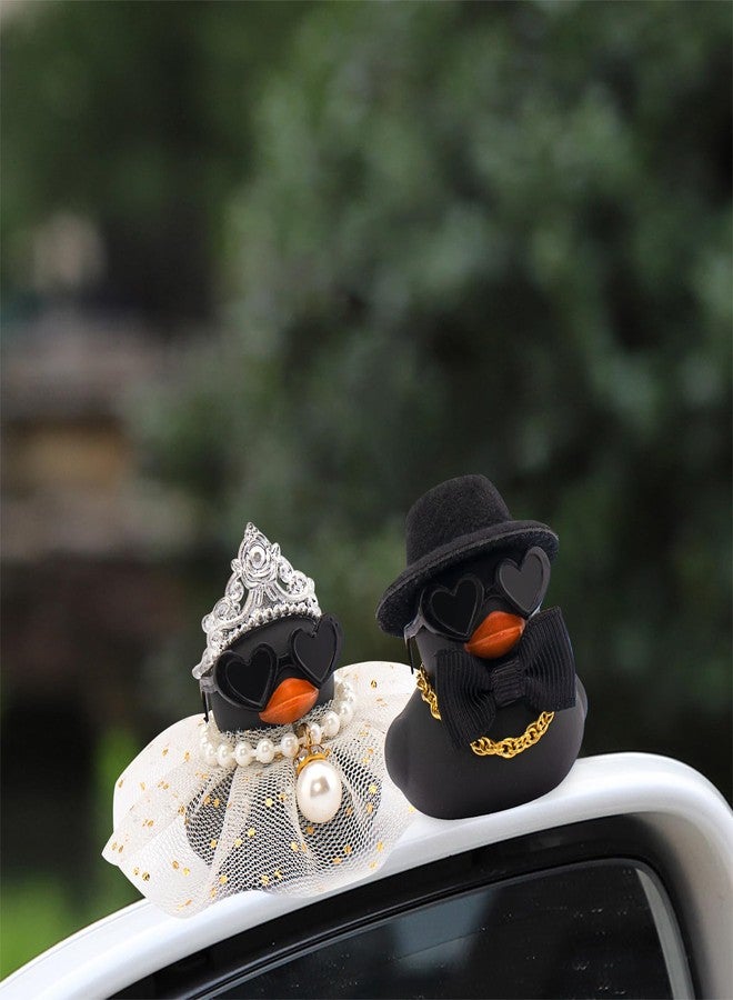 wonuu Pair Set of 2 Colorful Wedding Rubber Ducks, Bride Groom Duckies Marriage Rubber Duck Mini Couple Ducky for Ceremony Gift Souvenir Marry Blessings Elegant Heartwarming Present, Black - Image 3