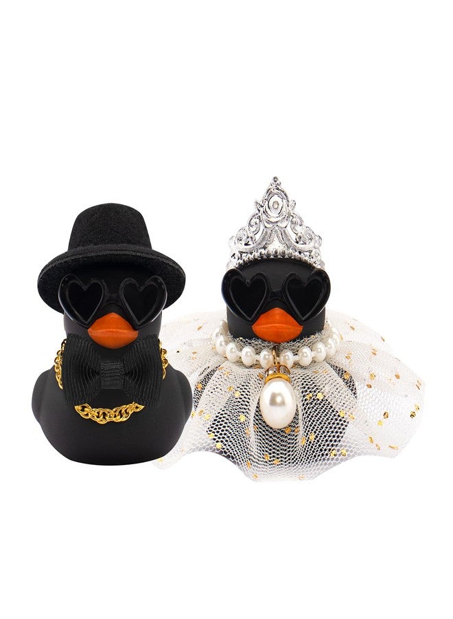 wonuu Pair Set of 2 Colorful Wedding Rubber Ducks, Bride Groom Duckies Marriage Rubber Duck Mini Couple Ducky for Ceremony Gift Souvenir Marry Blessings Elegant Heartwarming Present, Black - Image 1