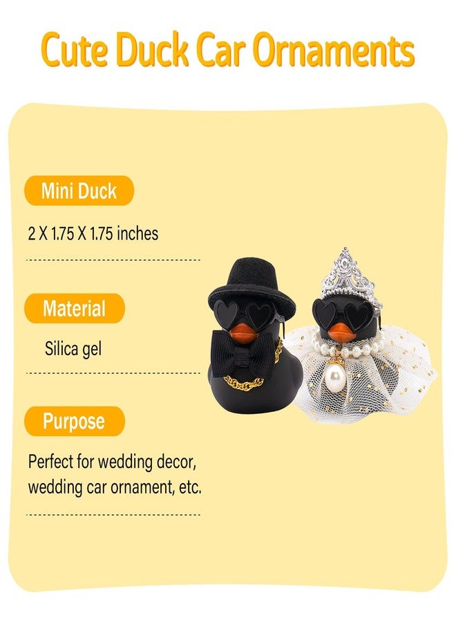 wonuu Pair Set of 2 Colorful Wedding Rubber Ducks, Bride Groom Duckies Marriage Rubber Duck Mini Couple Ducky for Ceremony Gift Souvenir Marry Blessings Elegant Heartwarming Present, Black - Image 2