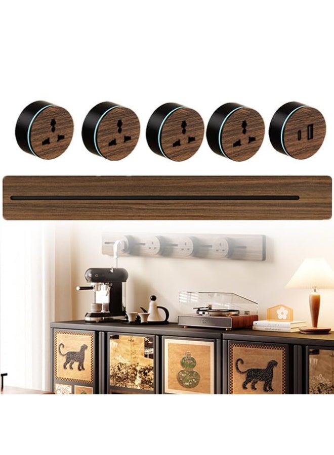 8000w Track Socket with 2500w Adapter, Wall-Mounted Power Slide Rail Wiring Board, Anti-Electric Shock Track Socket, For Kitchen, Living Room, Study, Office 75CM - Image 1