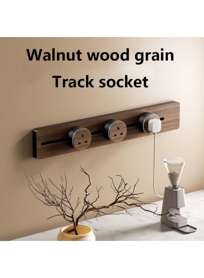 8000w Track Socket with 2500w Adapter, Wall-Mounted Power Slide Rail Wiring Board, Anti-Electric Shock Track Socket, For Kitchen, Living Room, Study, Office 75CM - Image 2