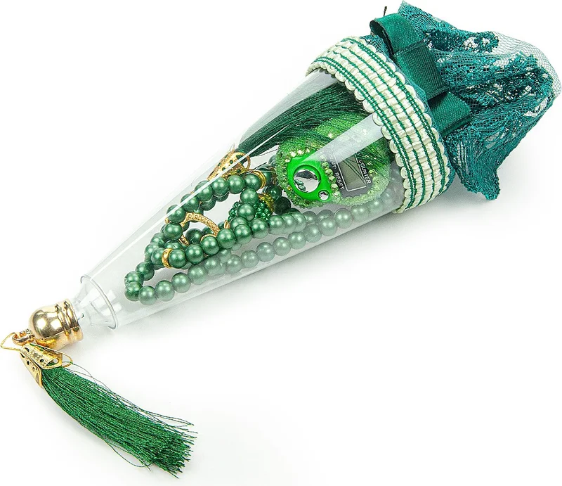 İhvan Online Ihvan Online Special Box Mevlid Gift Set with Zikirmatik and Pearl Prayer Beads Light Green