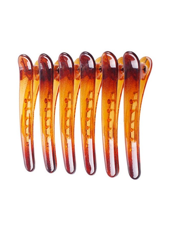 Fodattm 12Pcs Professional Hairdressing Salon Duckbill Clip Plastic Non Slip Alligator Hairpin Simple Hairgrip Hair Clip Hair Barrettes For Hair Styling And Sectioning (Length - 4.7In, Brown) - Image 1