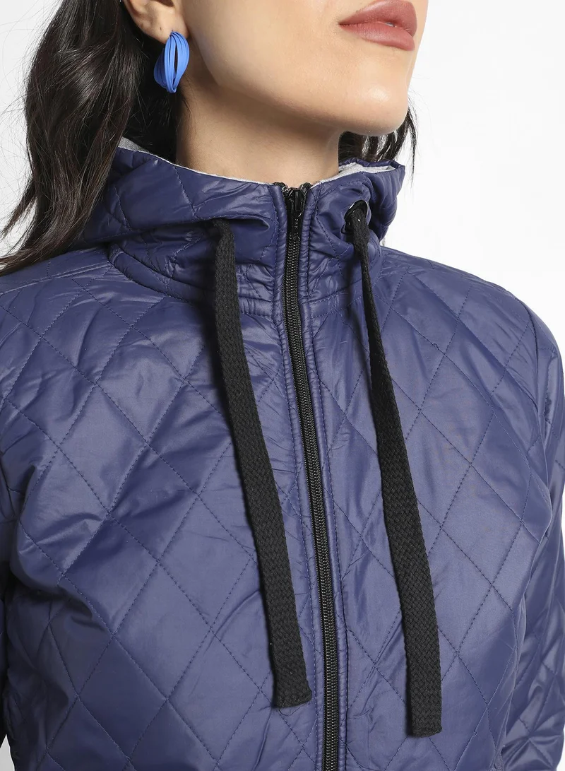 Campus Sutra Quilted Puffer Jacket With Zip Closure