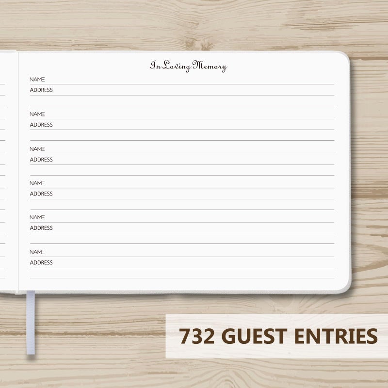 Tiankool Funeral Guest Book for Memorial Service - in Loving Memory Guest Book for Funeral Sign in - Celebration of Life Guest Book for Funeral Guest Registry-134 Pages,10" x 7",Hardcover,White - Image 4