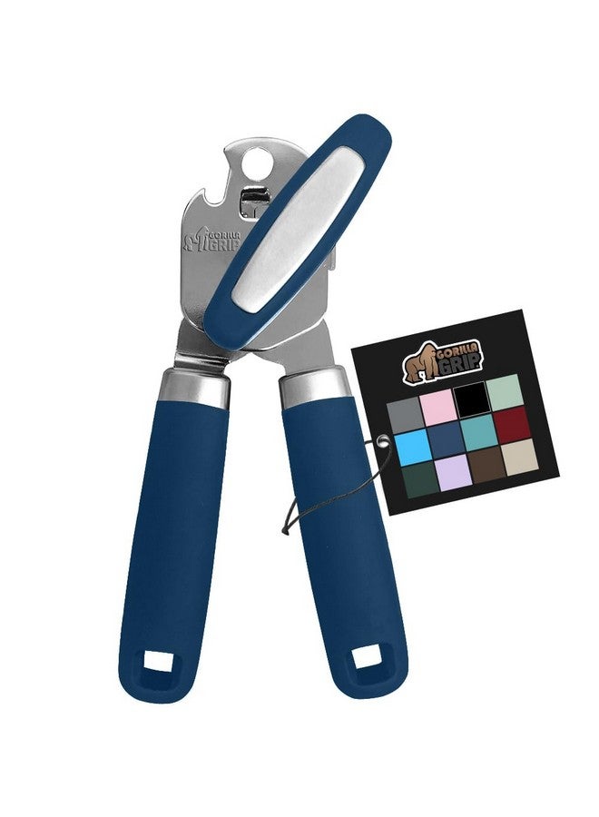 غوريلا جريب فتاحة علب وزجاجات يدوية أصلية من GORILLA GRIP مصنوعة من الفولاذ المقاوم للصدأ عالي التحمل وحافة ناعمة، بمقبض مريح وناعم، مقبض كبير الحجم سهل الدوران، أداة مطبخ متعددة الوظائف، لون أزرق - Image 1