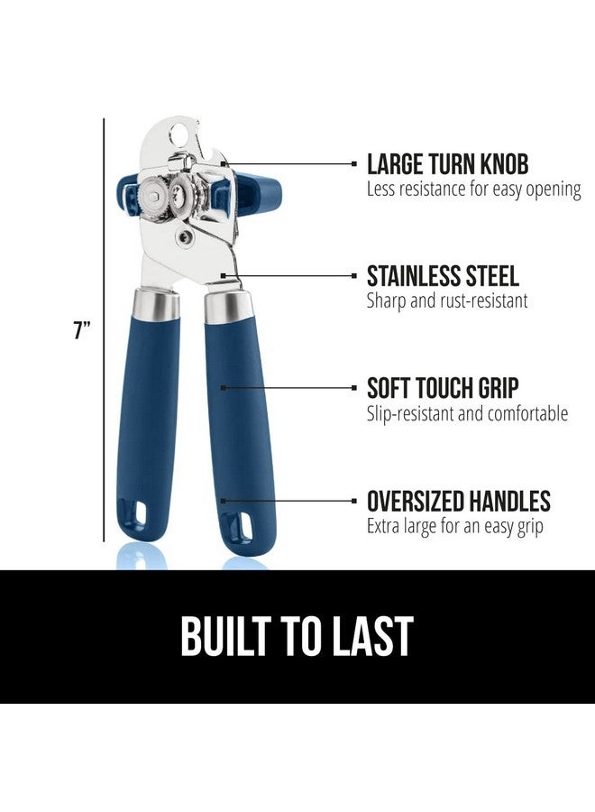 غوريلا جريب فتاحة علب وزجاجات يدوية أصلية من GORILLA GRIP مصنوعة من الفولاذ المقاوم للصدأ عالي التحمل وحافة ناعمة، بمقبض مريح وناعم، مقبض كبير الحجم سهل الدوران، أداة مطبخ متعددة الوظائف، لون أزرق - Image 2