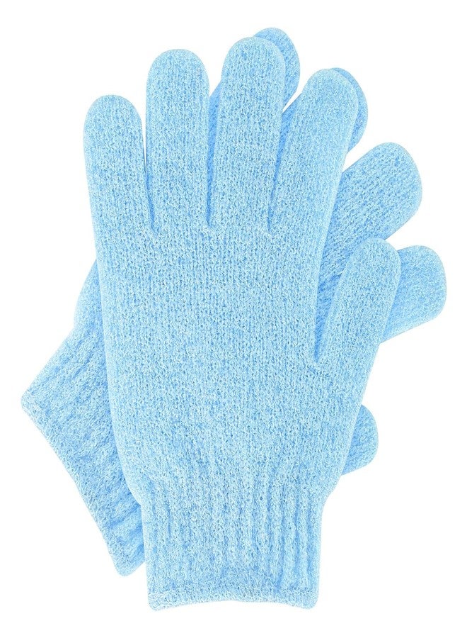 PATEL HUB 1 Pair Bath Gloves for Shower Natural Loofah Exfoliating Wash Gloves for Body and Face, Dead Skin Remover, Double Sided Microfibre Shower Body Gloves for Adults and Kids (blue) - Image 1