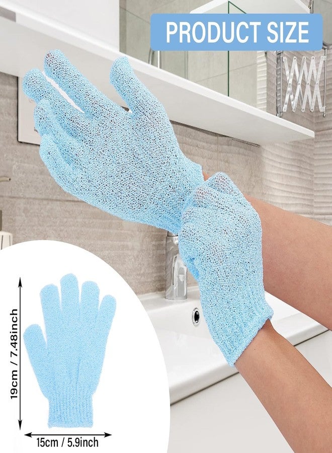 PATEL HUB 1 Pair Bath Gloves for Shower Natural Loofah Exfoliating Wash Gloves for Body and Face, Dead Skin Remover, Double Sided Microfibre Shower Body Gloves for Adults and Kids (blue) - Image 2