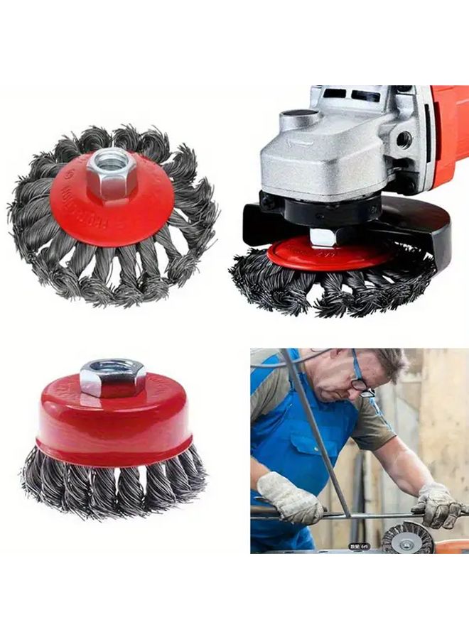 2 Pack 4 Inch 3 Inch Carbon Steel Wire Wheels Angle Grinder Attachments Rust Paint Removal - Image 2