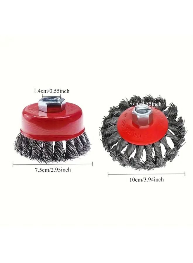 2 Pack 4 Inch 3 Inch Carbon Steel Wire Wheels Angle Grinder Attachments Rust Paint Removal - Image 1