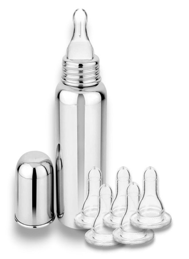 RB POINT Brush Safe Feeding for Newborns Stainless Steel Bottle Essentials Milk Feeding Bottle with Stainless-Steel & BPA-Free Sipper Nipple - Image 1