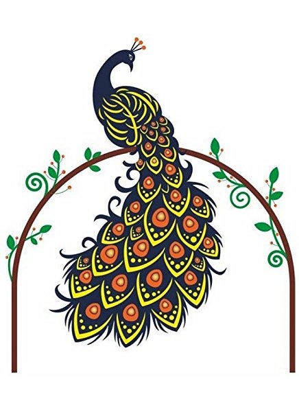 Decals Design Decals Design 'Peacock Bird on Branch' Wall Sticker (PVC Vinyl, 60 cm x 90 cm, Multicolour)  - Image 1
