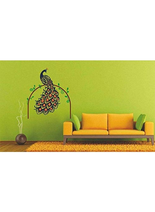 Decals Design Decals Design 'Peacock Bird on Branch' Wall Sticker (PVC Vinyl, 60 cm x 90 cm, Multicolour)  - Image 2