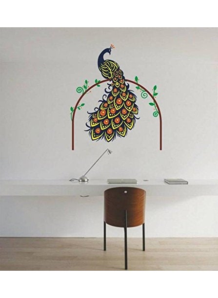 Decals Design Decals Design 'Peacock Bird on Branch' Wall Sticker (PVC Vinyl, 60 cm x 90 cm, Multicolour)  - Image 3