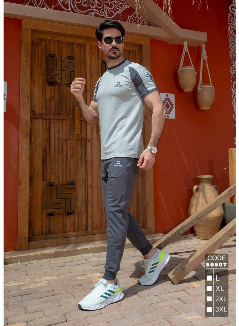 ترنج رجالي صيفي خروج قطن فاخر نقي100% - تصميم انيق وشيك لون رصاصي  - مقاس XL - Image 2