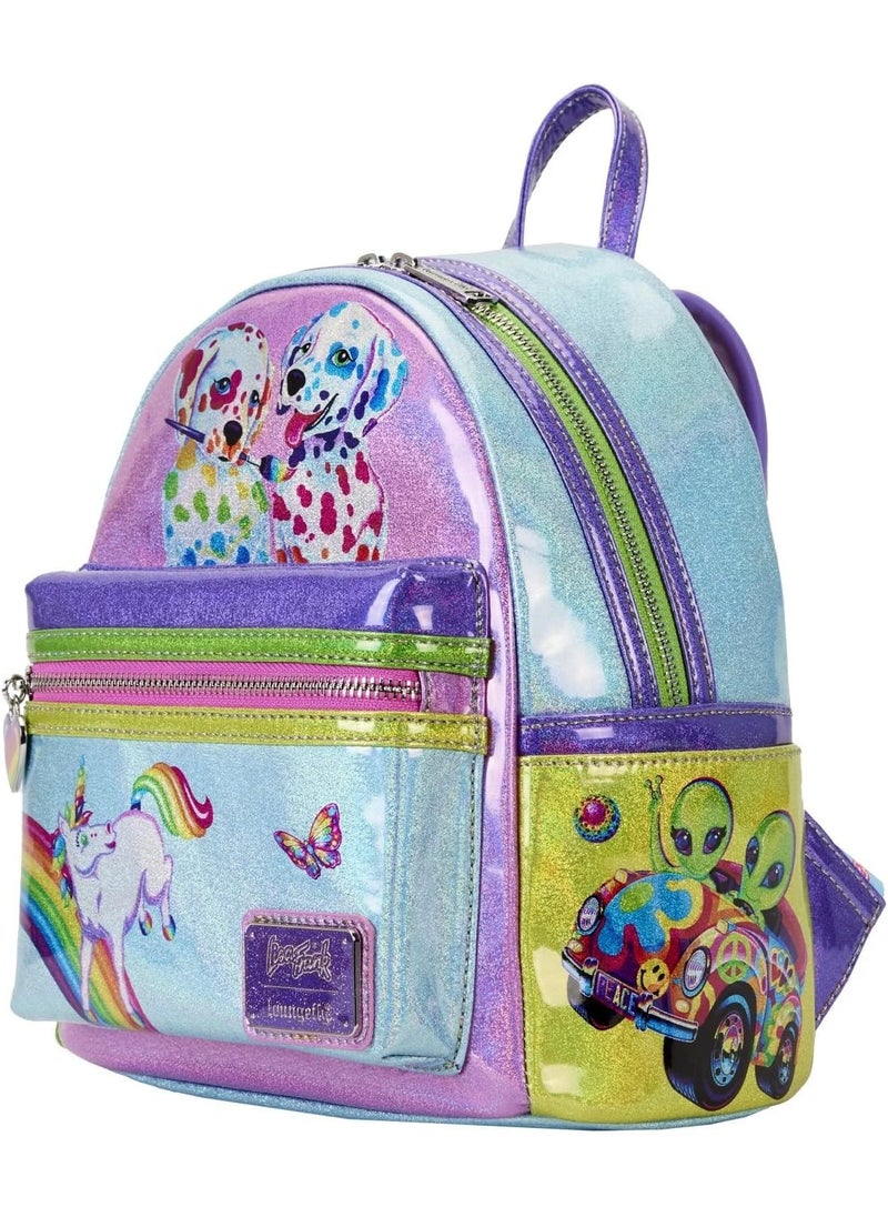 Loungefly Loungefly Lisa Frank Color Block Mini Backpack Double Strap Shoulder Bag Purse  - Image 4