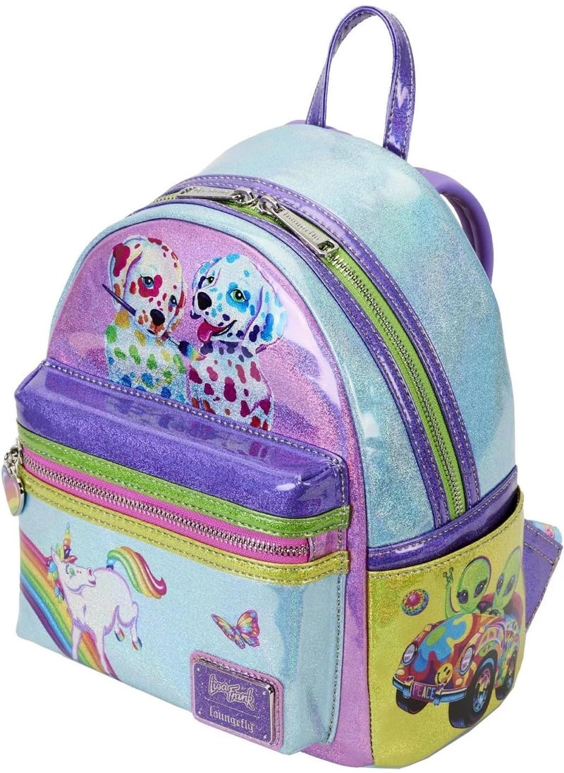 Loungefly Loungefly Lisa Frank Color Block Mini Backpack Double Strap Shoulder Bag Purse  - Image 5