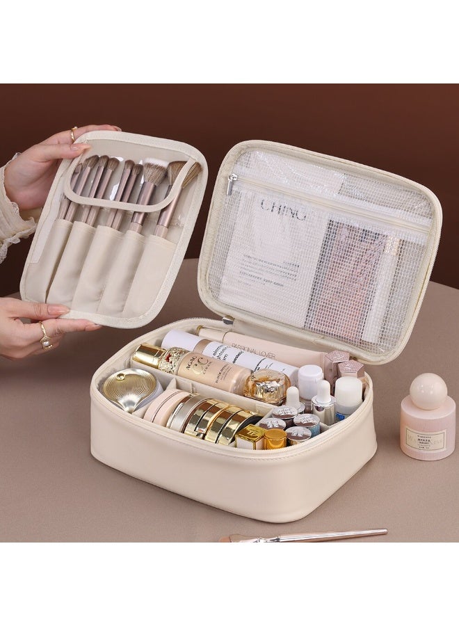 حقيبة سفر للمكياج، حقائب مستحضرات تجميل كبيرة السعة مع جيوب، حقيبة أدوات تجميل محمولة مقاومة للماء للنساء والفتيات - Image 4