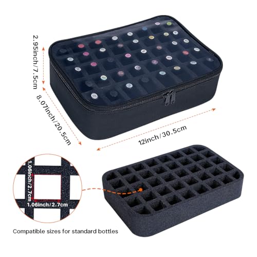 UOZL Small Clear Nail Polish Organizer Holds 40 bottles15ml05floz Nail Polish Case Multifunctional Nail Polish Bag organizer Cosmetic Travel Makeup Bags for Women Black - Image 3