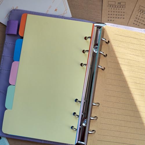 DY.2ten Binder Dividers for 6-Holes Ring Binder, 1/5 Cut Tabs, A6 Size, Sturdy Paper Dividers with 5 Tabs for School Office Home, 2 Sets, 10 Dividers - Image 5