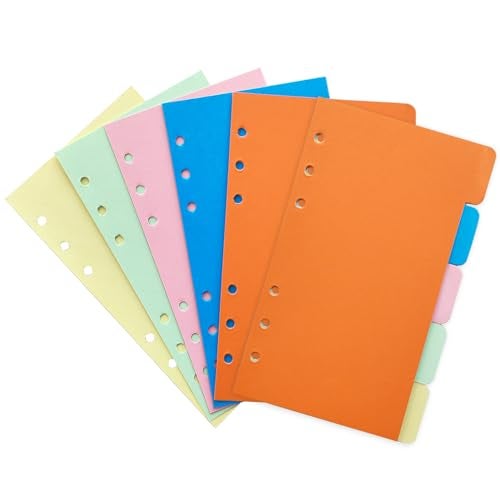 DY.2ten Binder Dividers for 6-Holes Ring Binder, 1/5 Cut Tabs, A6 Size, Sturdy Paper Dividers with 5 Tabs for School Office Home, 2 Sets, 10 Dividers - Image 1