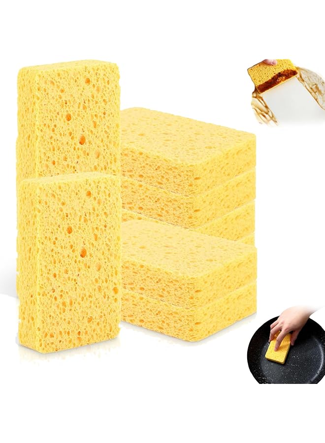 SYOSI Car Wash Sponges, 10 Pcs Compressed Cellulose Sponges, Natural Wood Pulp Sponges For Dish Bowl Washing, Household Cleaning Scrub Sponges Absorbent Good For Kitchen Bathroom Car - Image 1