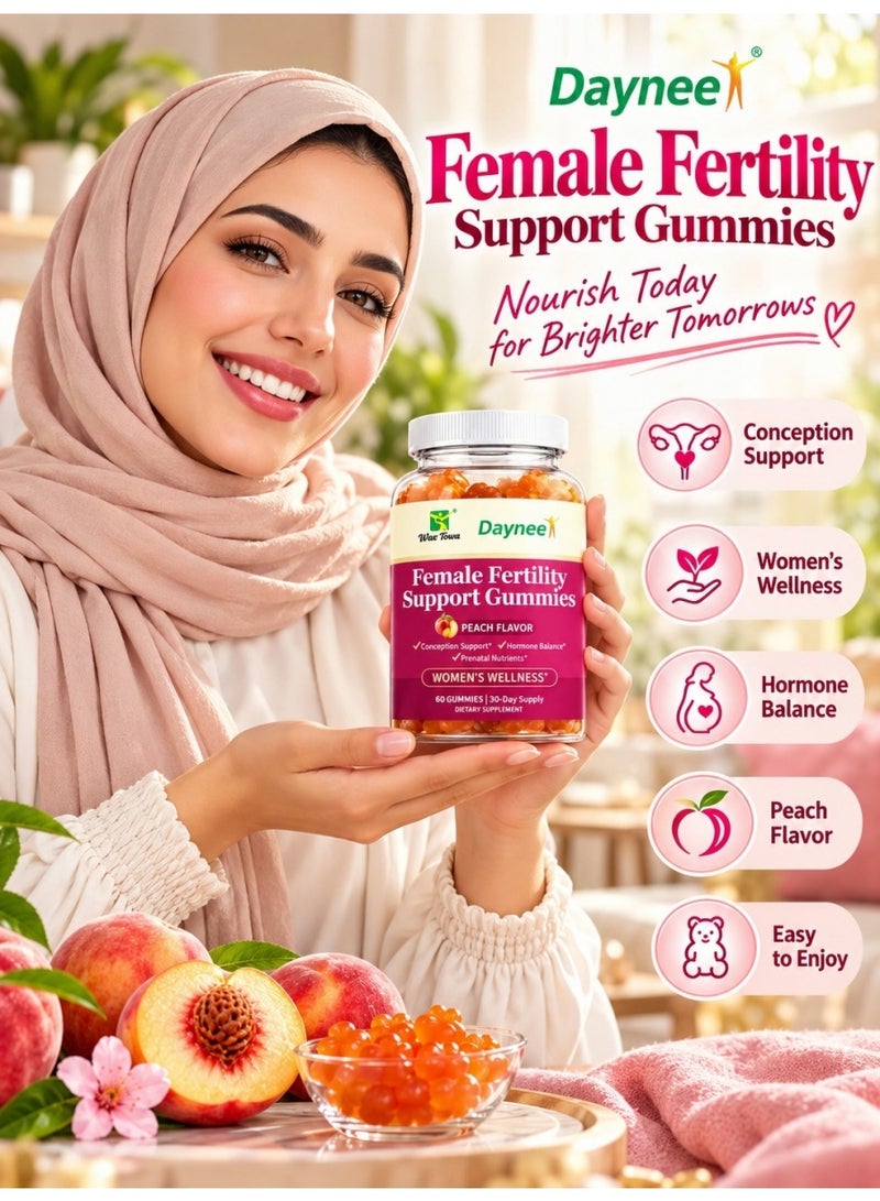 Wins Town Premium Female Fertility Gummies with Folic Acid & Ashwagandha | Vegan, Non-GMO, 60 Count - Image 2