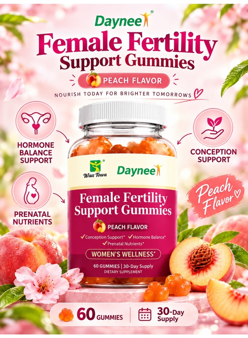 Wins Town Premium Female Fertility Gummies with Folic Acid & Ashwagandha | Vegan, Non-GMO, 60 Count - Image 3