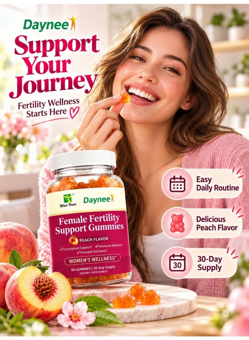 Wins Town Premium Female Fertility Gummies with Folic Acid & Ashwagandha | Vegan, Non-GMO, 60 Count - Image 4