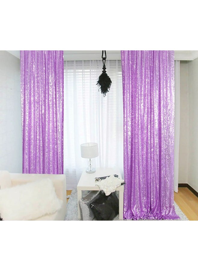 ShinyBeauty Lavender Sequin Curtains 2 Panels 2Ftx8Ft Baby Shower Backdrop Lilac Glitter Backdrop Sequin Backdrop For Wedding  - Image 2