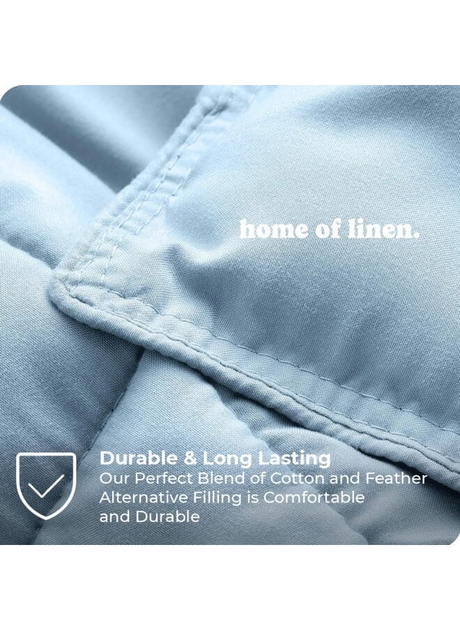 Home of linens Cotton - Plain - Heavy Comforter - 4Kgs - Down Alternative Filling - (For Matress 180cm/200cm) - Size  (250cm x 240cm) - Baby Blue  - Image 3