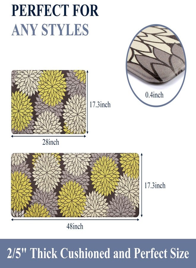 هيبي مجموعة سجاد مطبخ HEBE المضادة للتعب مكونة من قطعتين من سجاد المطبخ غير القابل للانزلاق للأرضيات وسجاد المطبخ المبطن وسجادات المطبخ المقاومة للماء والمريحة للمطبخ والمكتب المنزلي والحوض وغرفة الغسيل - Image 2