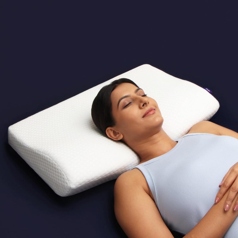 Frido Ultimate Neck Contour Cervical Plus Pillow for Neck, Back Pain, Shoulder Pain, Orthopedic Ergonomic Memory Foam Best Pillow for Cervical Spine Neck Pain Relief | White - Large - Image 1