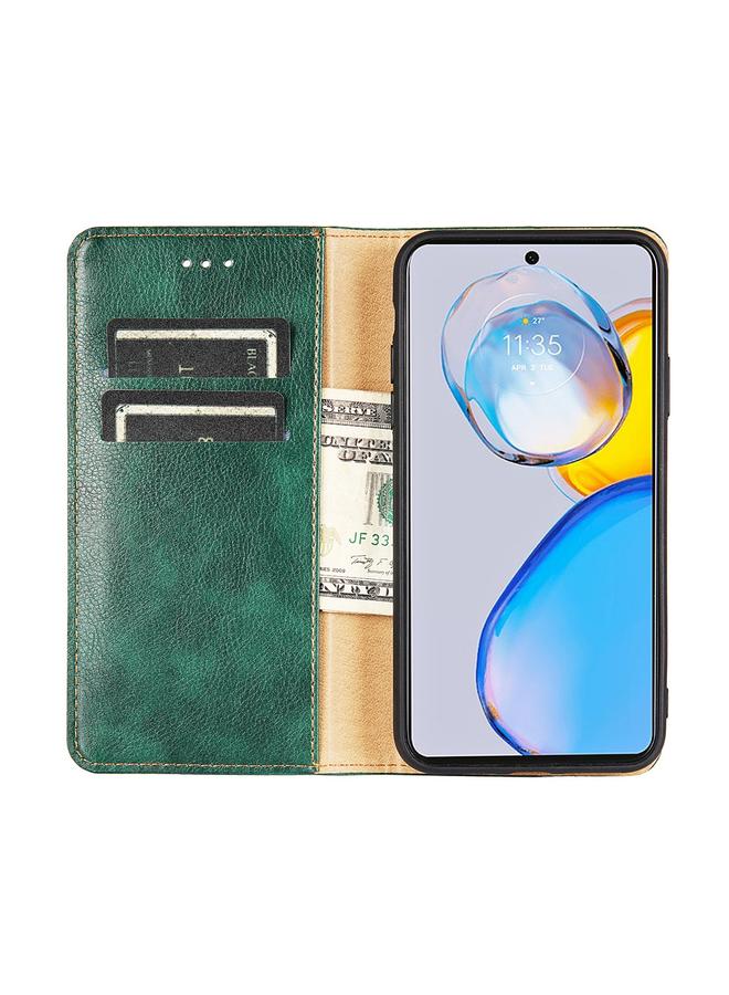 اس-توب جراب لهاتف Samsung Galaxy A04s، جراب هاتف جلدي مغناطيسي بلون سادة لامع وزيتي - Image 3