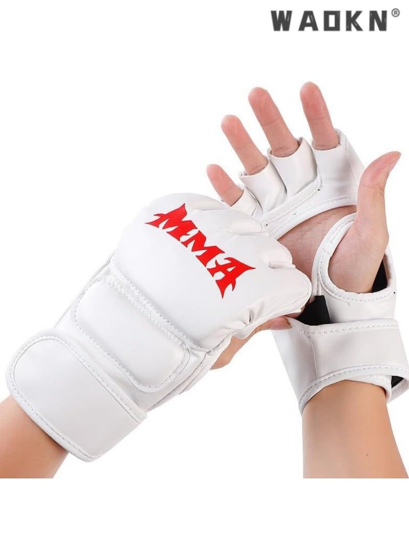 WAOKN MMA Half-Finger Gloves, Boxing Fight Gloves, MMA Mitts with Adjustable Wrist Support, Ideal for Sanda Sparring, Punching Bag Training, and Martial Arts Practice, Enhances Protection - Image 1