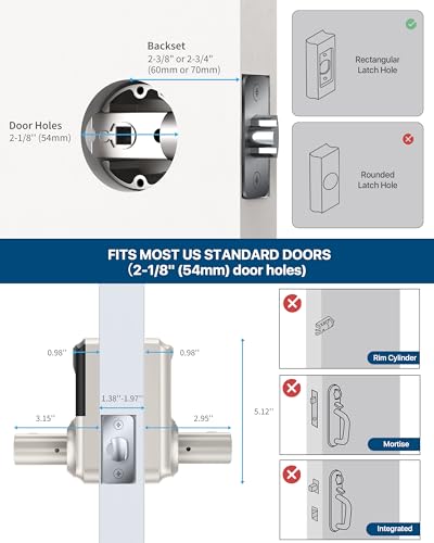 HIDALIFE Keyless Entry Door Lock with Keypad and Handle for Front Doors, Touchscreen, Anti-peep Password, Auto-Locking, Satin Nickel 4 Pack - Image 5