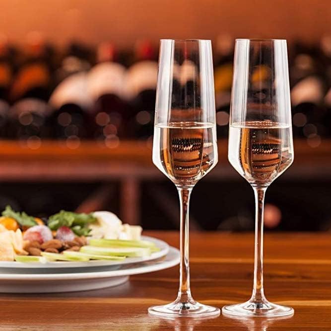 HAPPY BORN Champagne Glasses Set of 2 with Long Stem LeadFree Sparkling Wine Stemware Set Dishwasher Safe for Home Bar Unique Gift for Birthday Wedding Anniversary Clear 250ml - Image 2