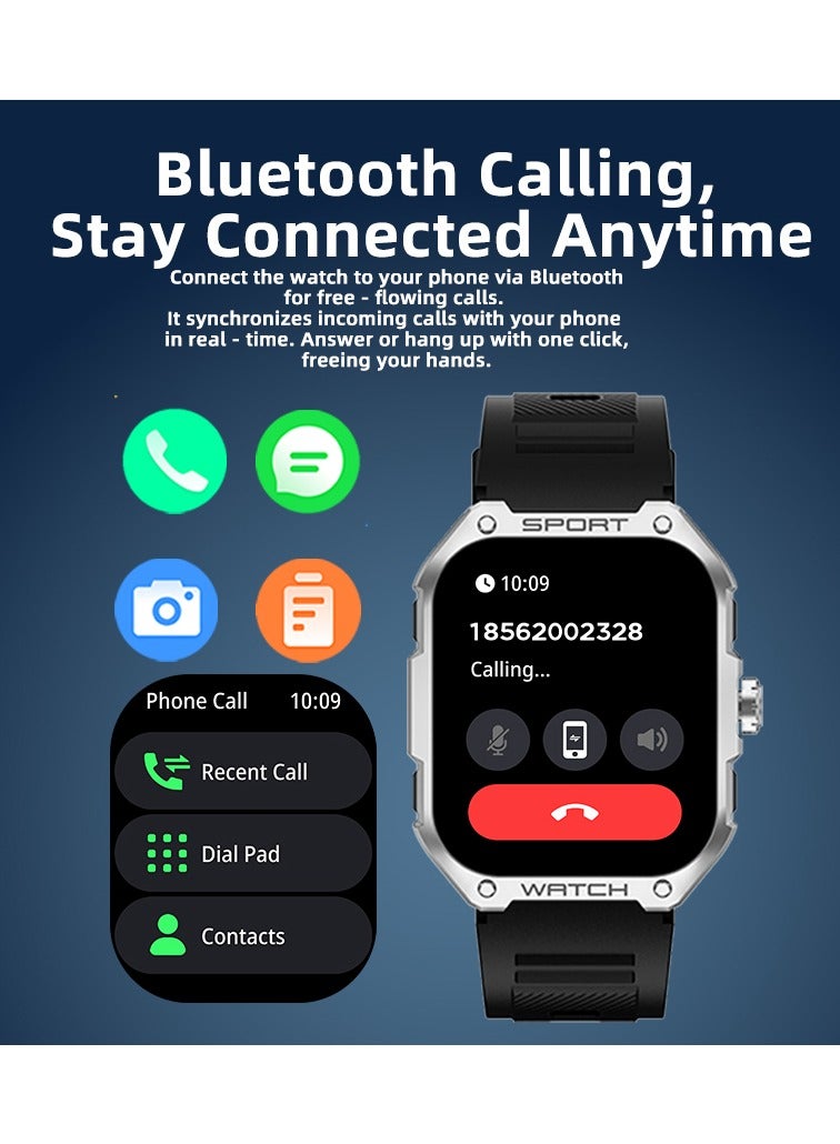 RollsTimi  Men's SmartWatch, 1.83-inch TFT Screen, IP68 Waterproof, Bluetooth Calling, Health Detection, GPS Tracking, Multiple Sports Modes, Casual Smart Watch, G18 Tape Black - Image 3